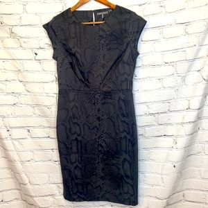Kristin Davis Black & Gray Snakeskin Print Short Sleeve Dress Size 8